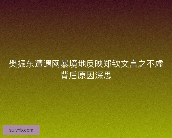 樊振东遭遇网暴境地反映郑钦文言之不虚背后原因深思