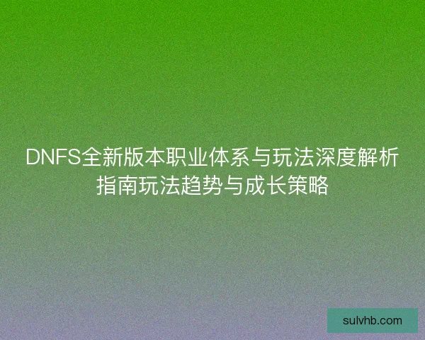 DNFS全新版本职业体系与玩法深度解析指南玩法趋势与成长策略
